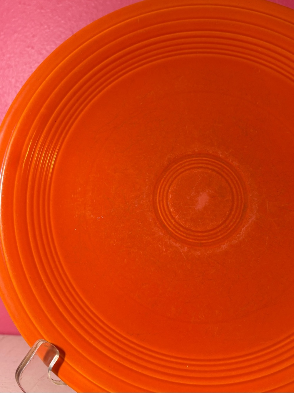RETRO * Fiestaware Radioactive Red Glazed Ceramic Plate GUC Vintage Collectible